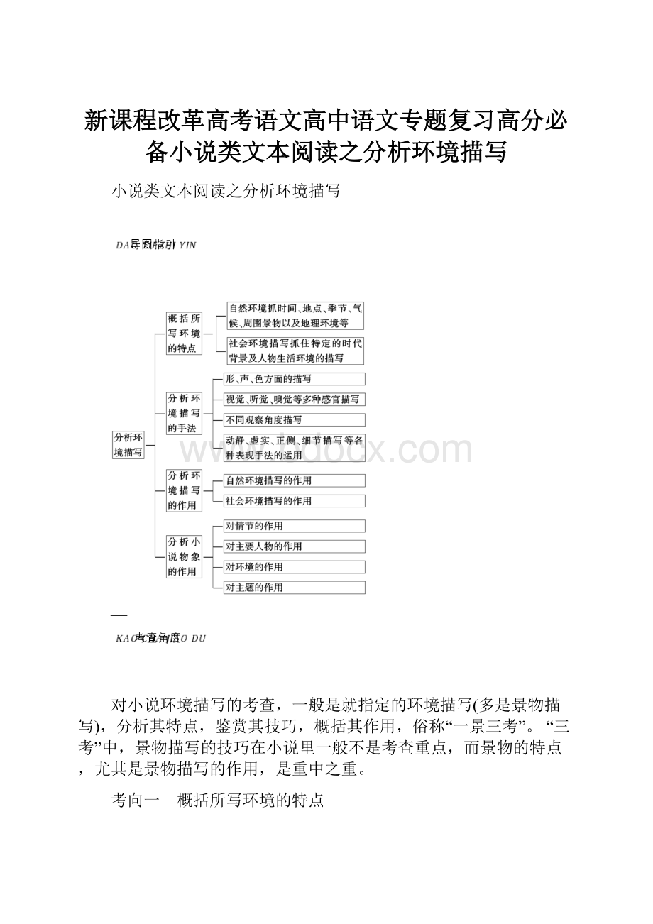 新课程改革高考语文高中语文专题复习高分必备小说类文本阅读之分析环境描写.docx