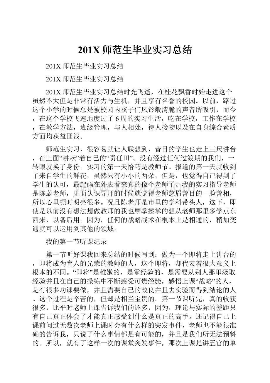 201X师范生毕业实习总结.docx