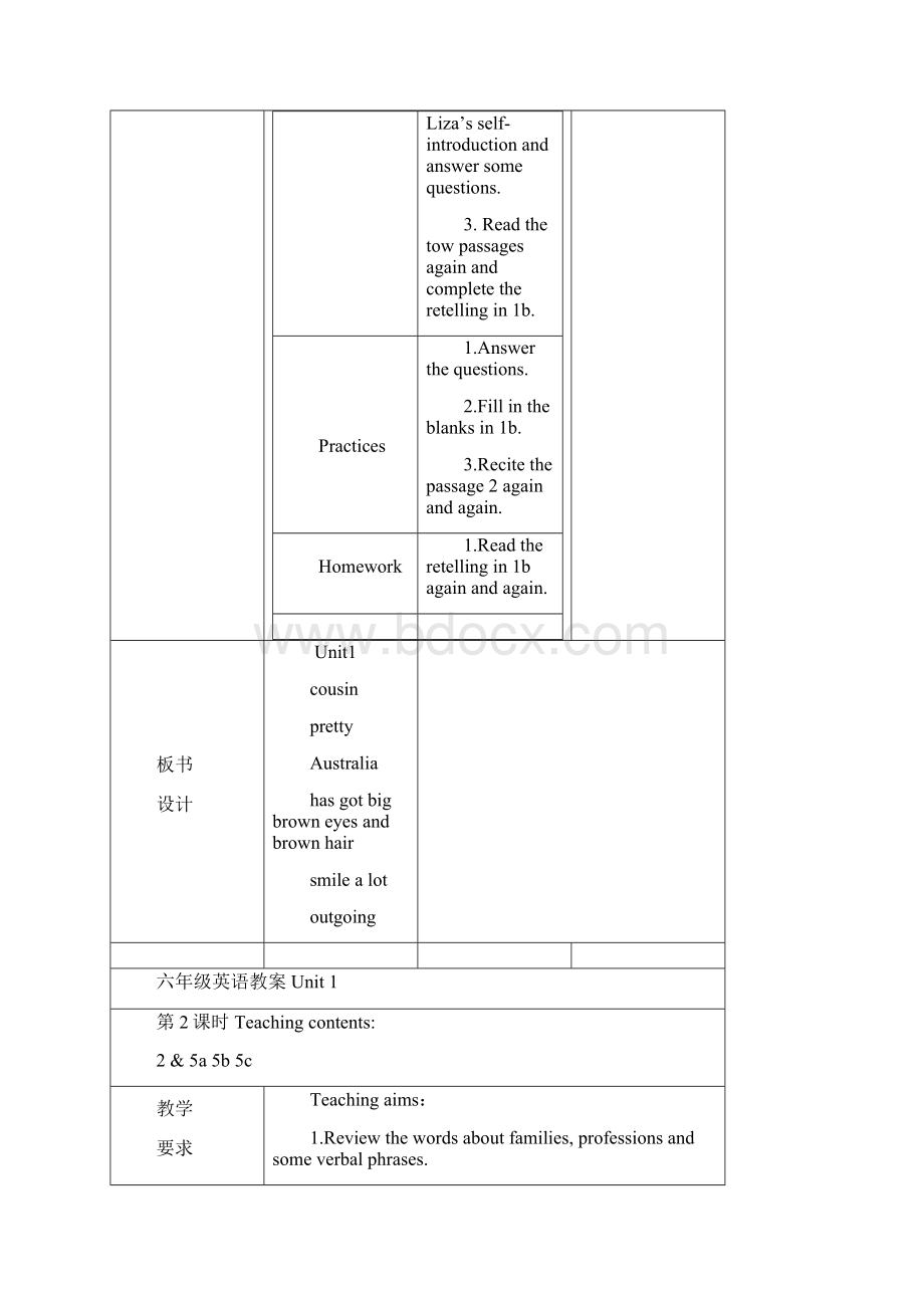 六年级下册英语优质教案Unit 1 My cousins and I join in外研剑桥英语.docx_第2页