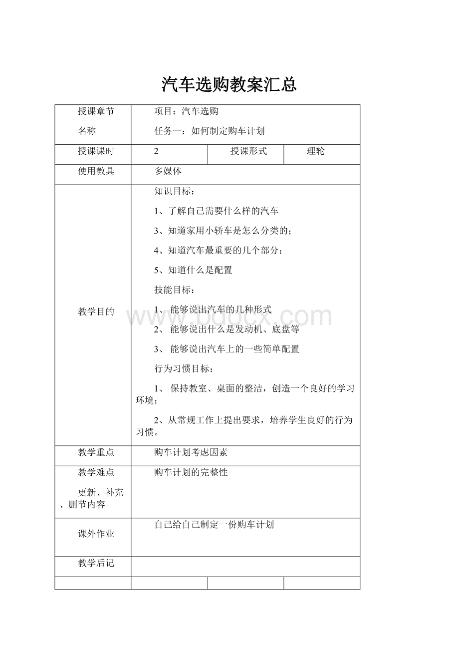 汽车选购教案汇总.docx_第1页