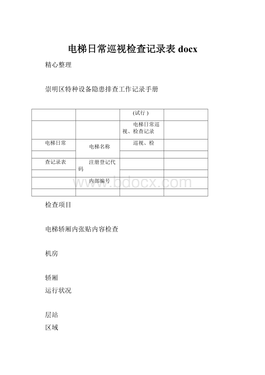 电梯日常巡视检查记录表docx.docx_第1页