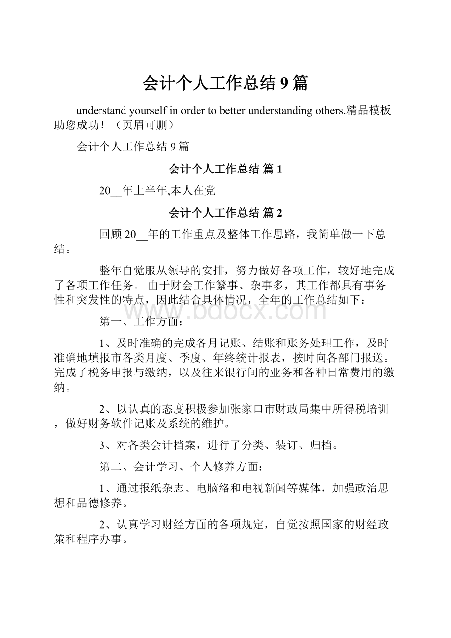 会计个人工作总结9篇.docx