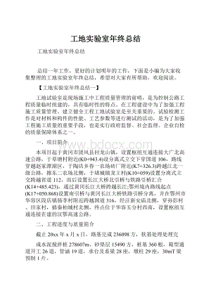 工地实验室年终总结Word文档下载推荐.docx