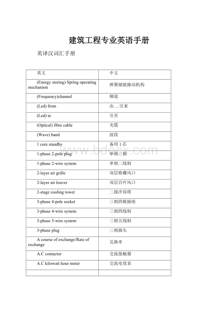 建筑工程专业英语手册.docx