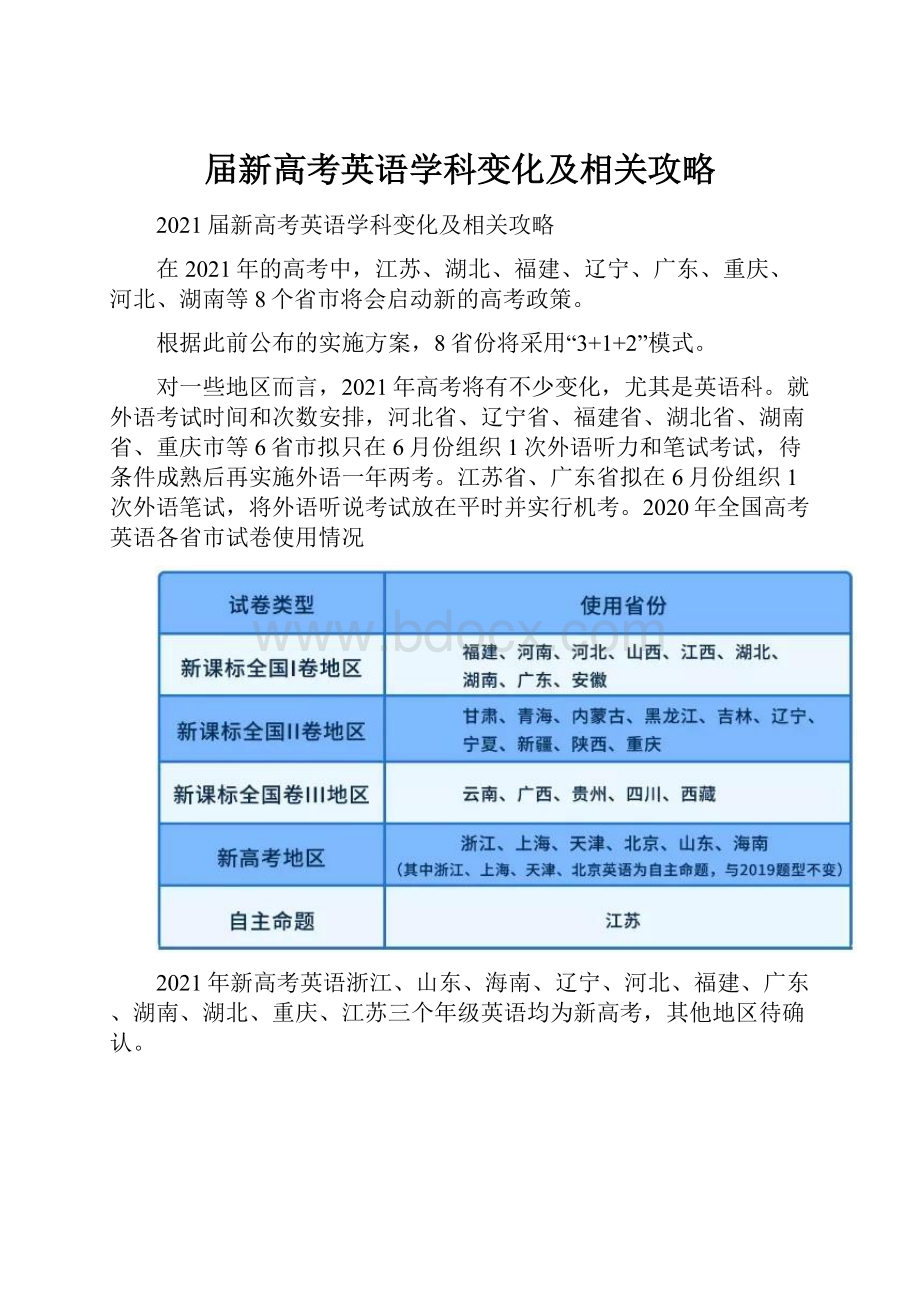 届新高考英语学科变化及相关攻略.docx_第1页