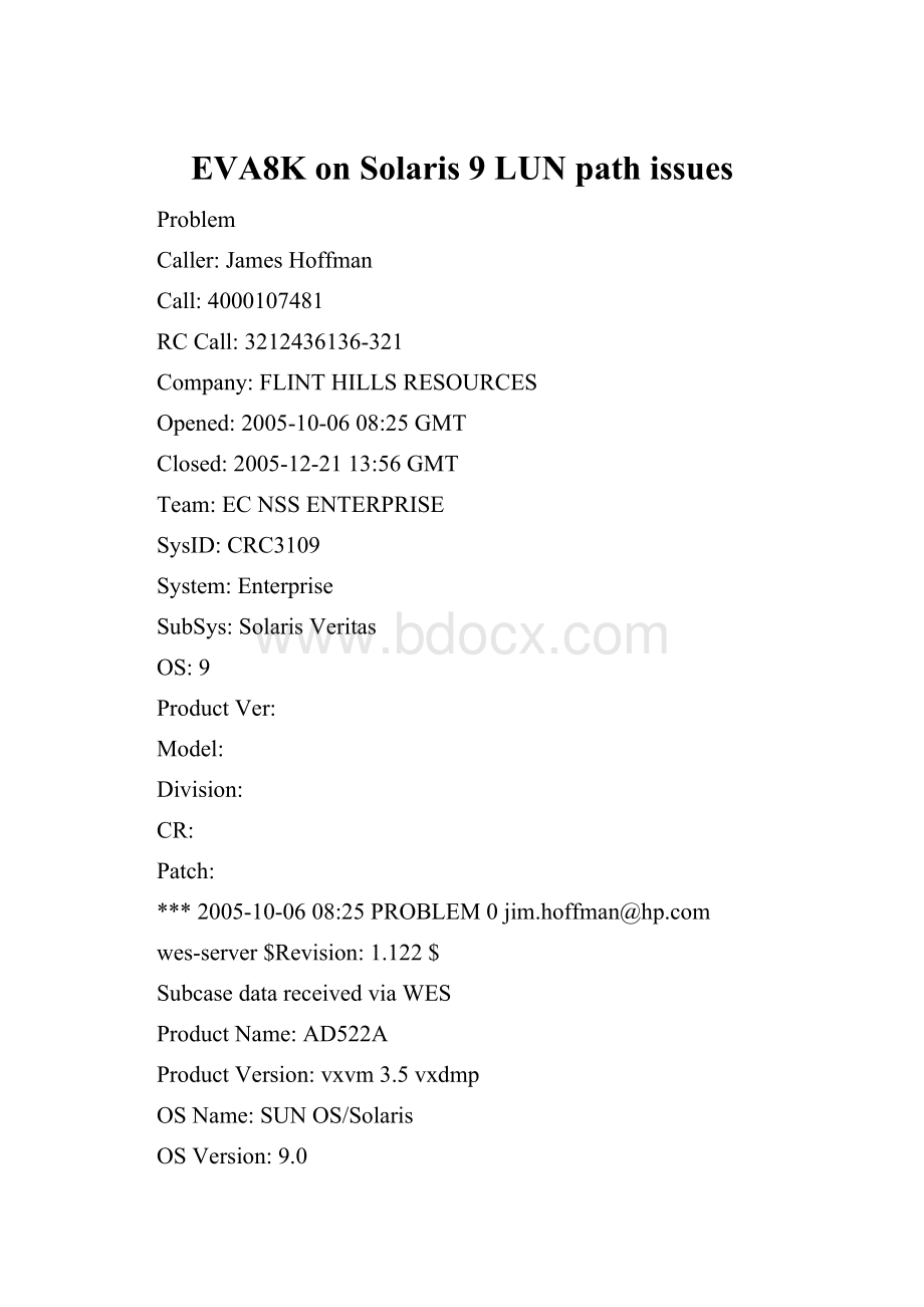 EVA8K on Solaris 9 LUN path issuesWord文档格式.docx