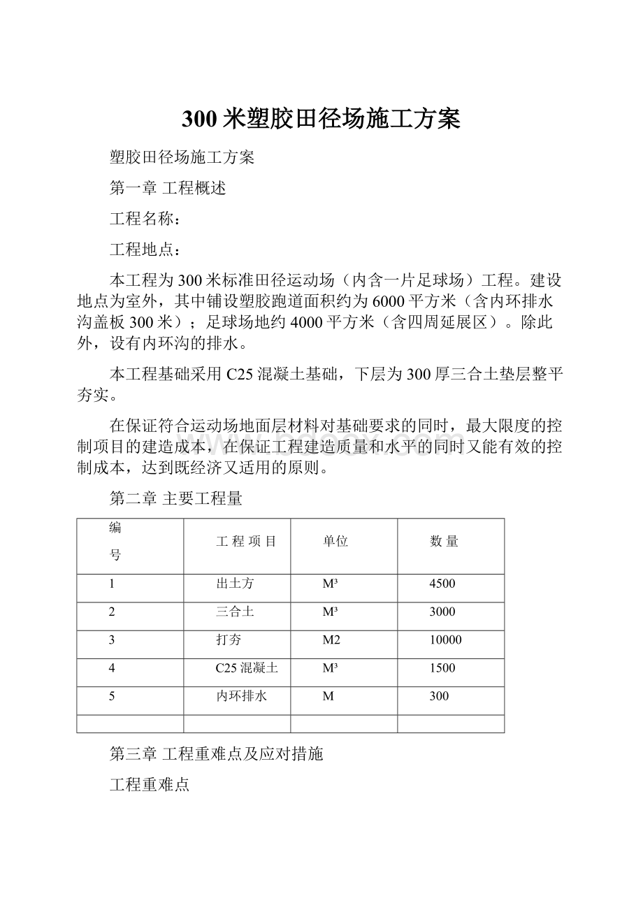 300米塑胶田径场施工方案.docx_第1页