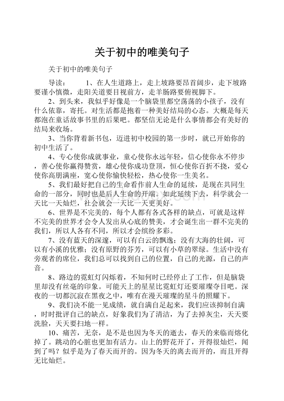 关于初中的唯美句子.docx_第1页