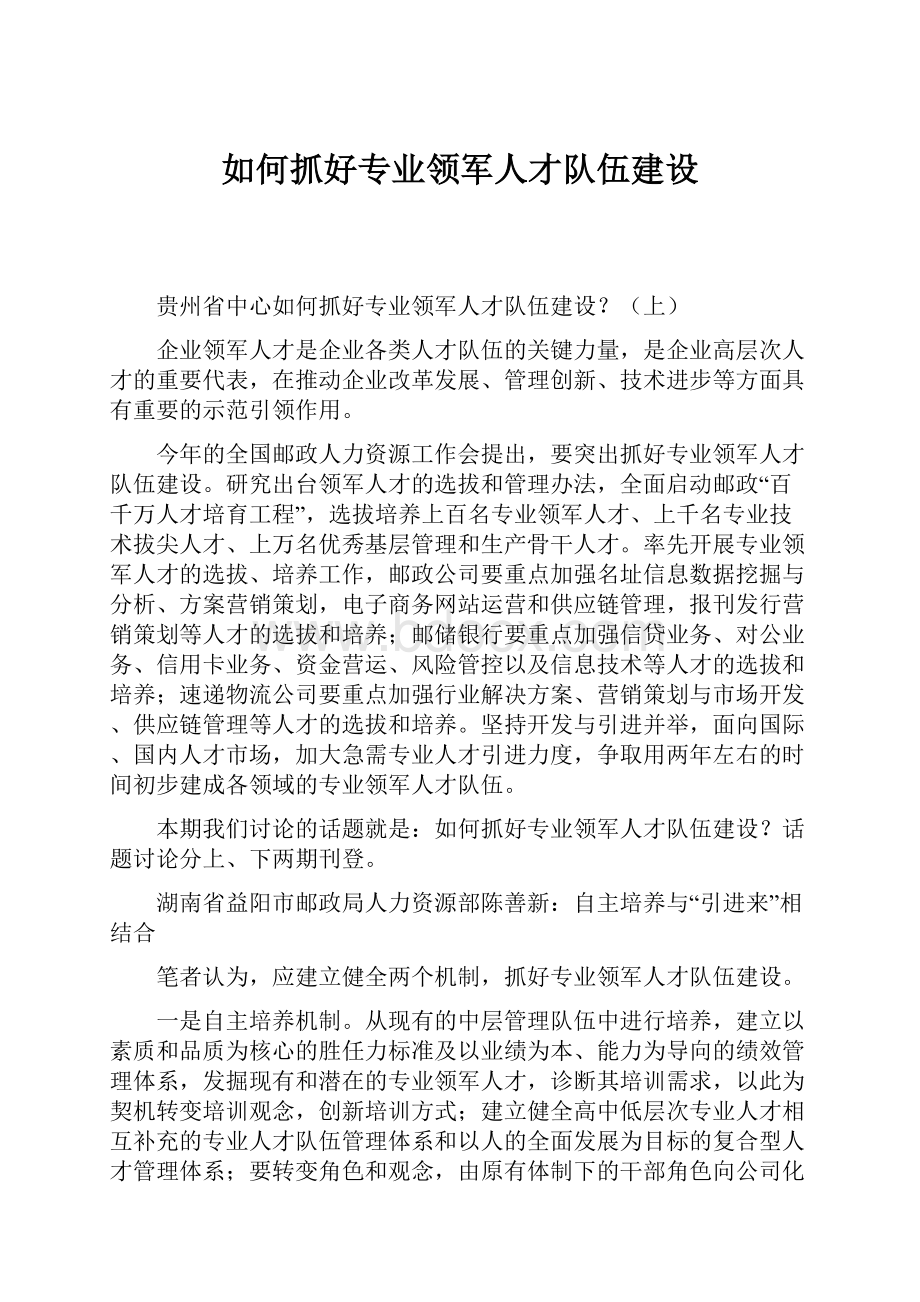 如何抓好专业领军人才队伍建设文档格式.docx_第1页