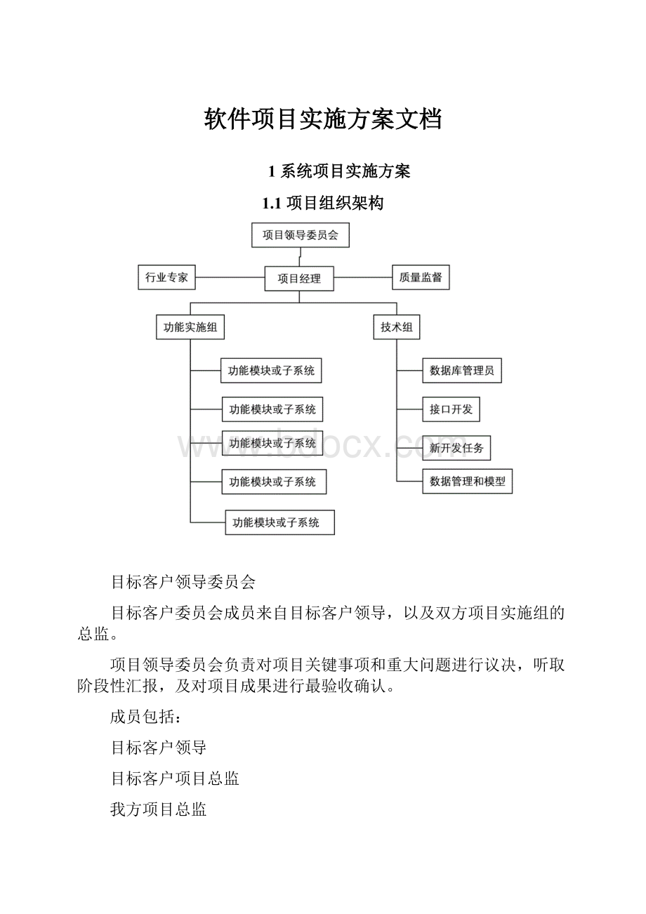 软件项目实施方案文档Word文档格式.docx