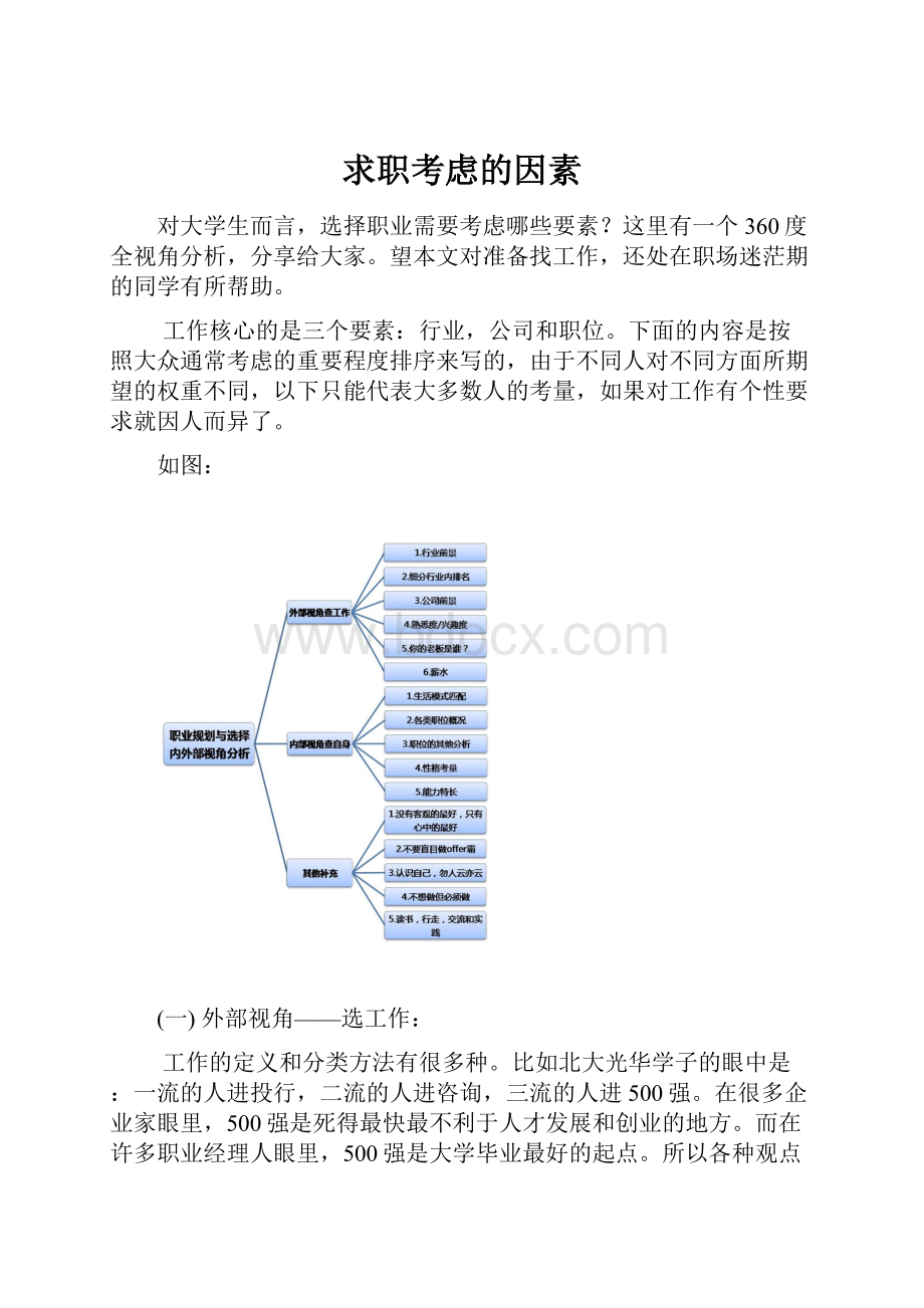 求职考虑的因素Word格式.docx