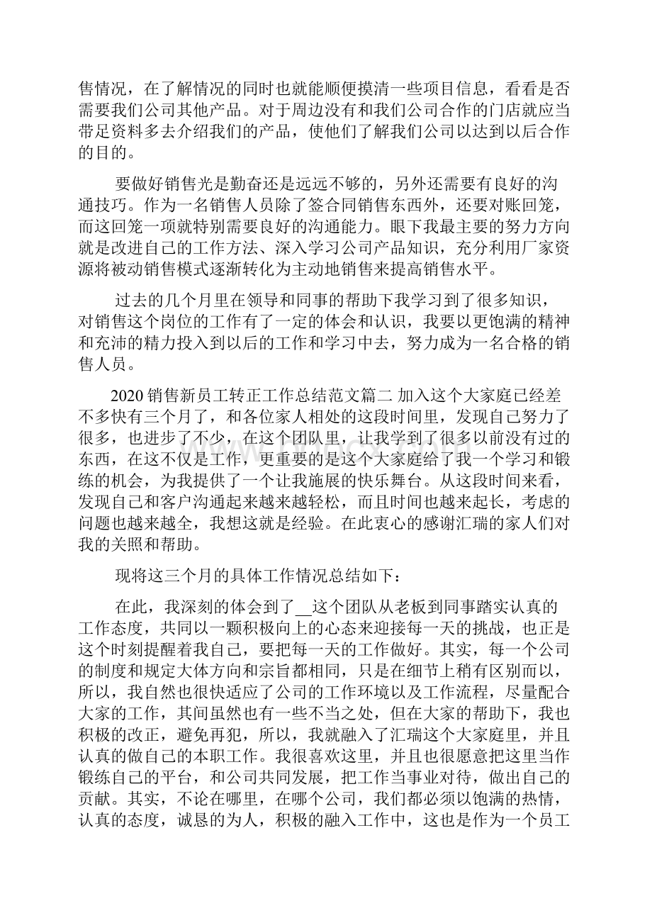 销售新员工转正工作总结多篇.docx_第2页