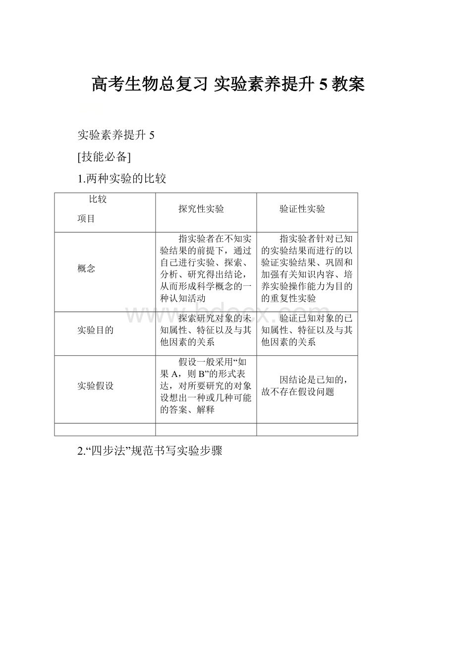 高考生物总复习 实验素养提升5教案.docx