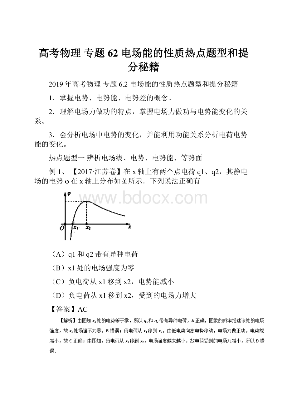 高考物理 专题62 电场能的性质热点题型和提分秘籍.docx_第1页