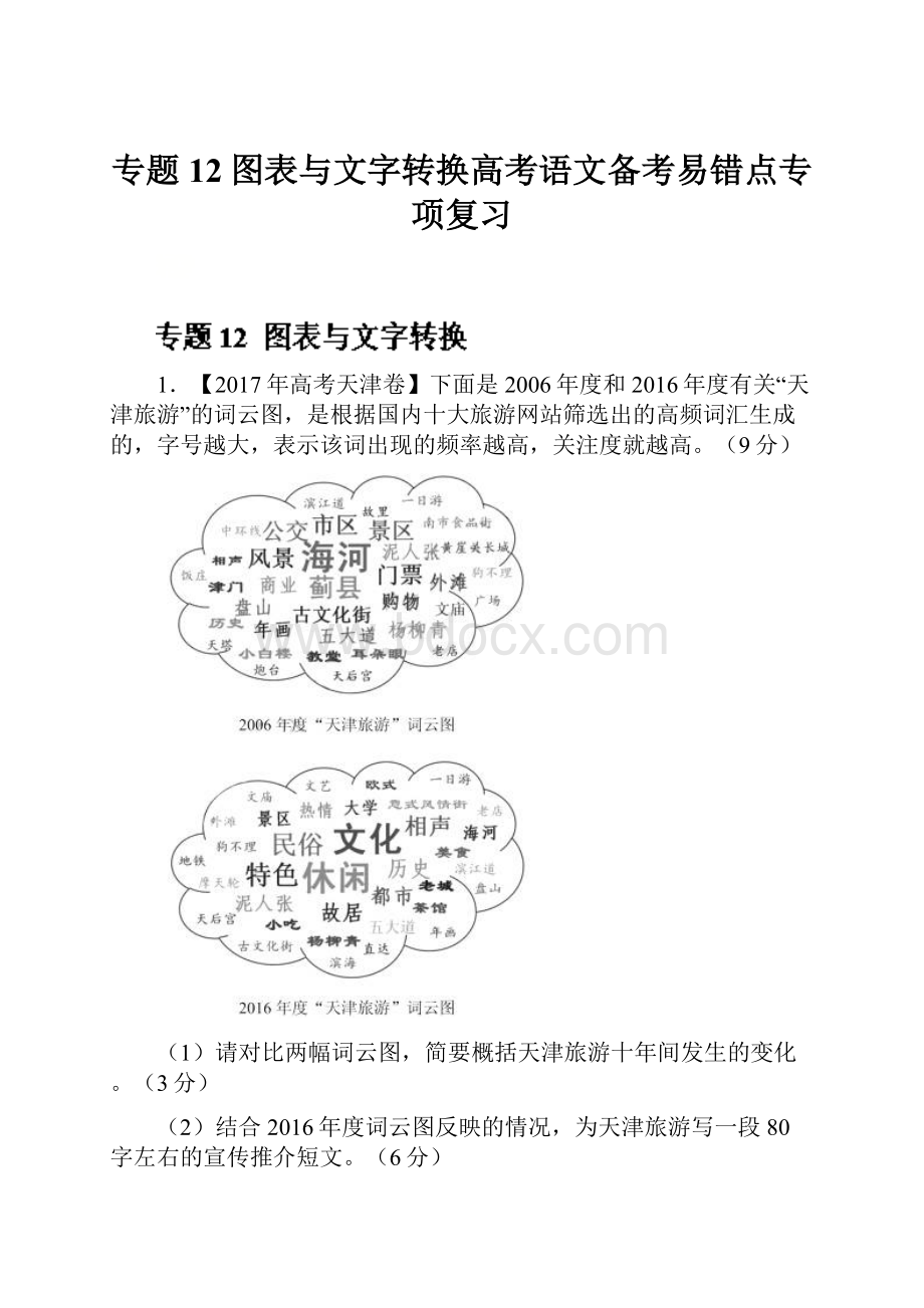 专题12图表与文字转换高考语文备考易错点专项复习.docx