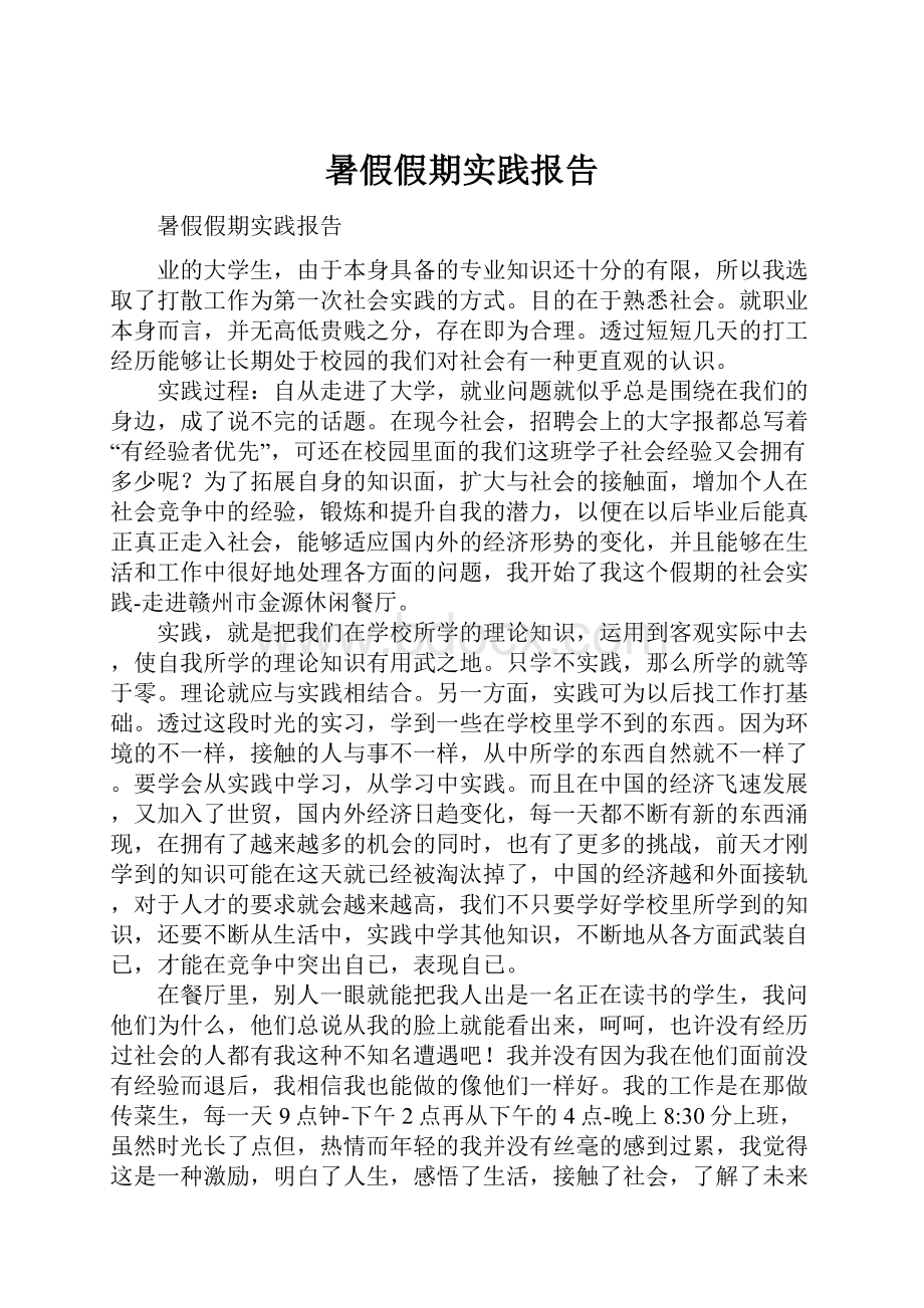 暑假假期实践报告.docx