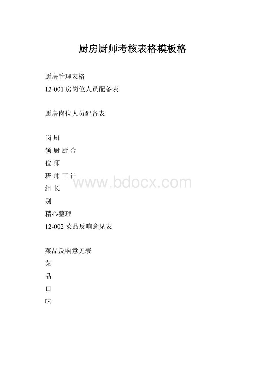 厨房厨师考核表格模板格.docx