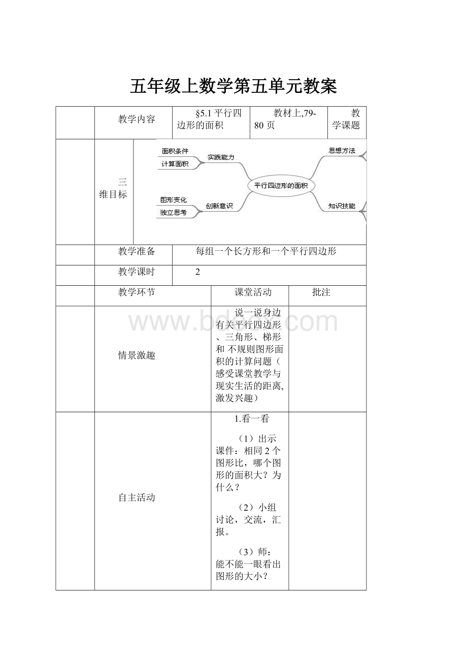 五年级上数学第五单元教案Word文件下载.docx