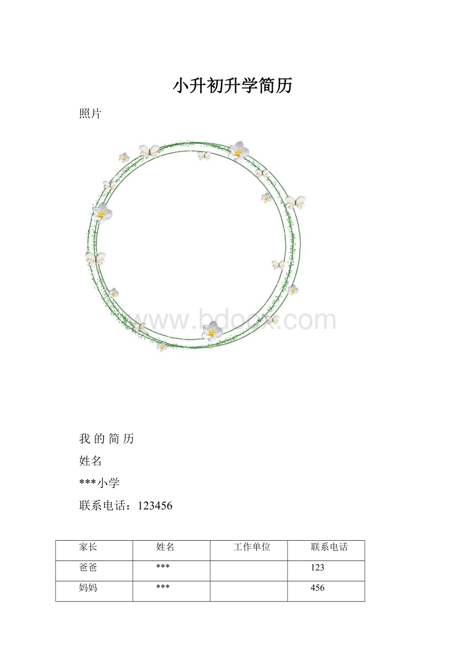 小升初升学简历.docx_第1页