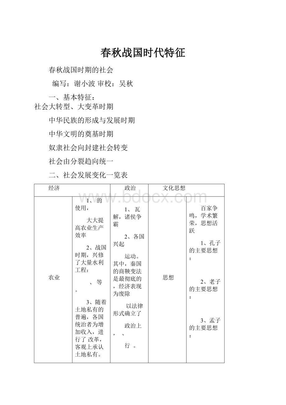 春秋战国时代特征.docx