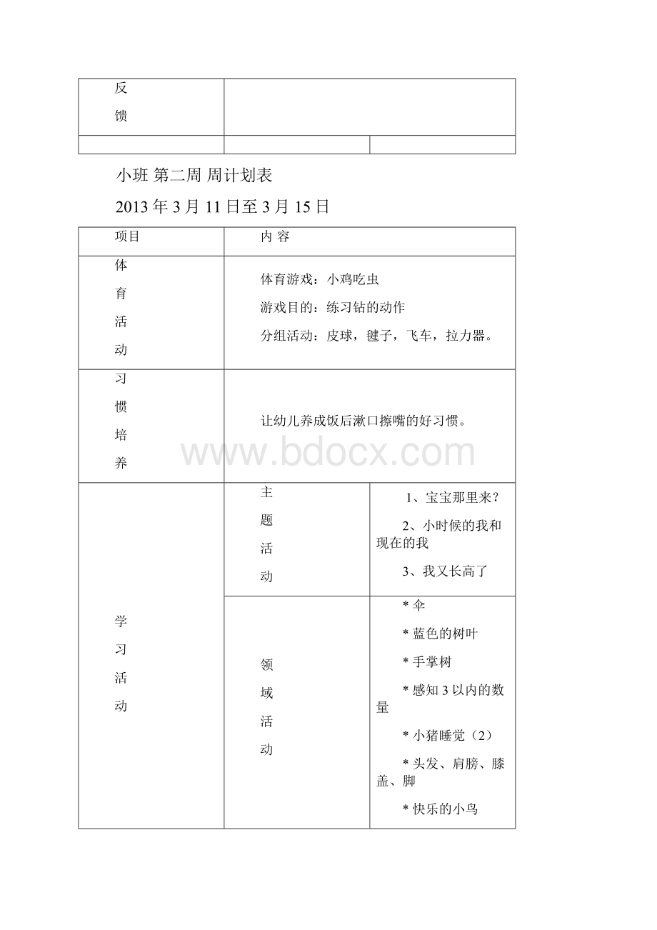 幼儿园小班春学期周计划.docx_第3页