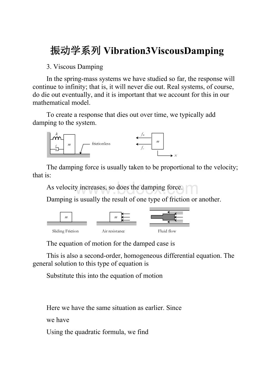 振动学系列Vibration3ViscousDamping.docx