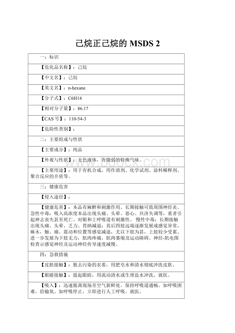 己烷正己烷的MSDS 2.docx