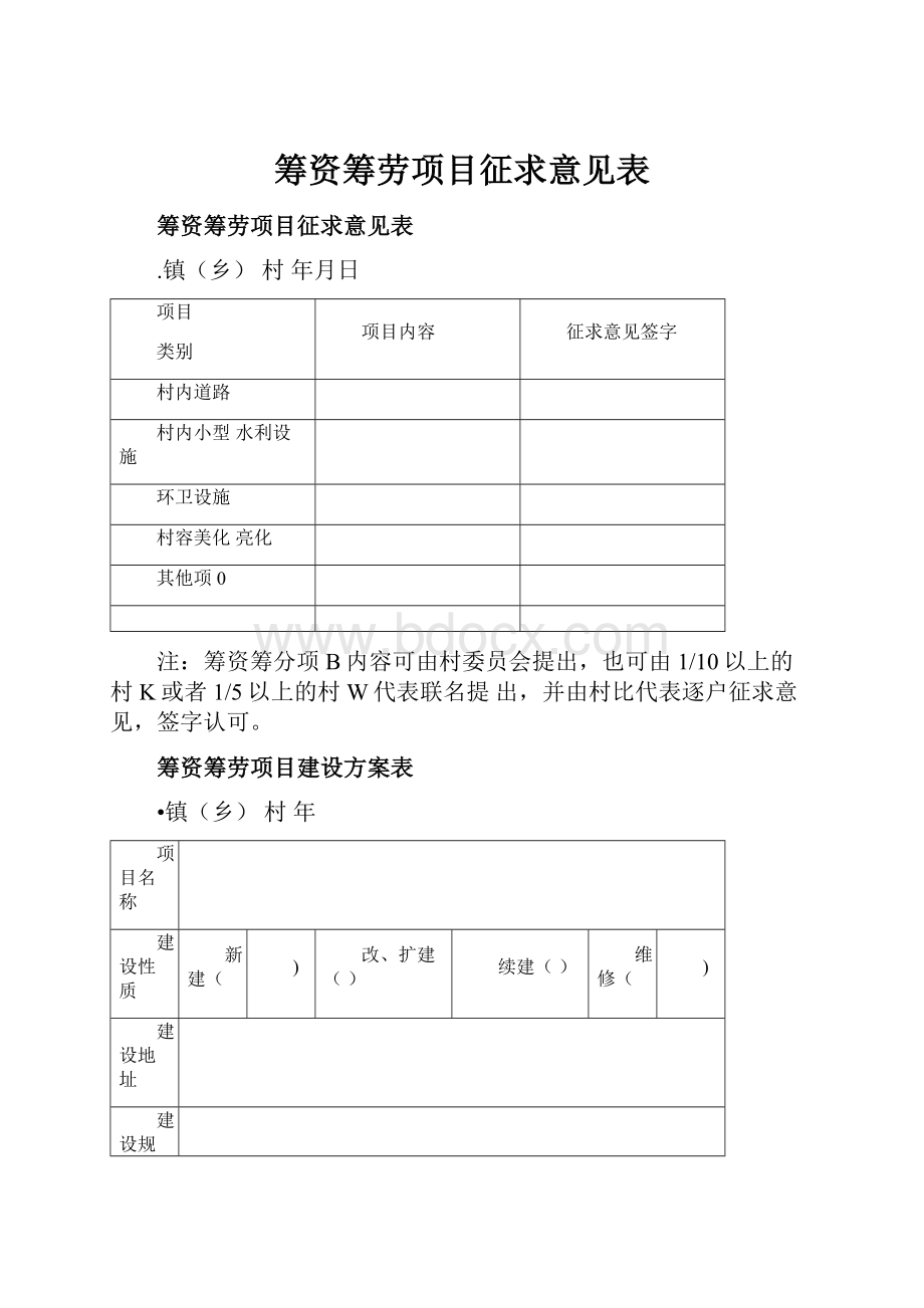 筹资筹劳项目征求意见表.docx