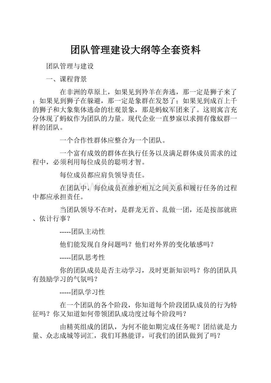 团队管理建设大纲等全套资料.docx