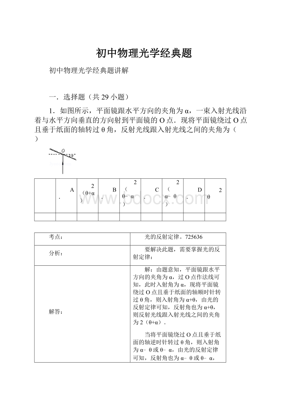 初中物理光学经典题.docx