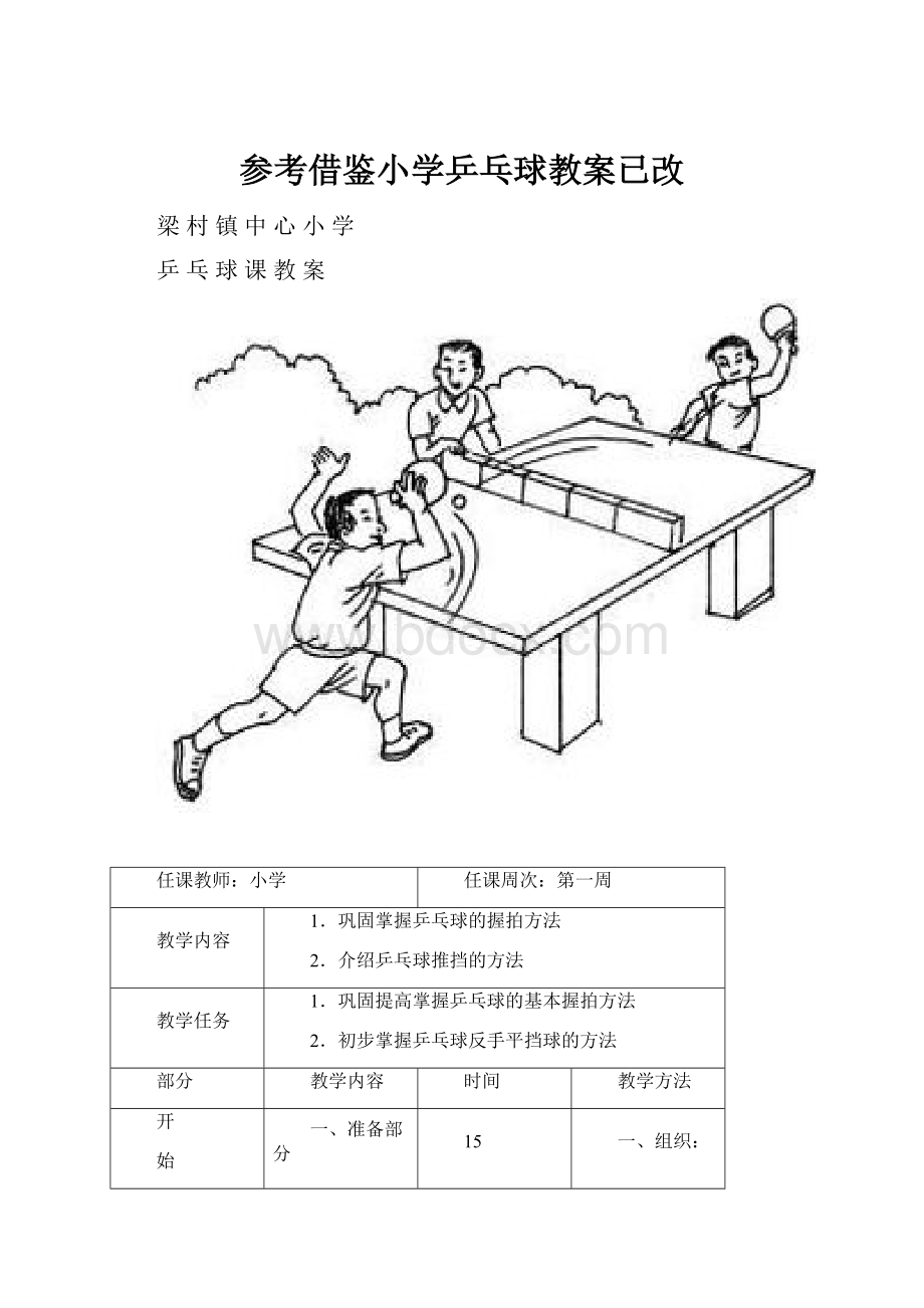 参考借鉴小学乒乓球教案已改Word文档格式.docx_第1页