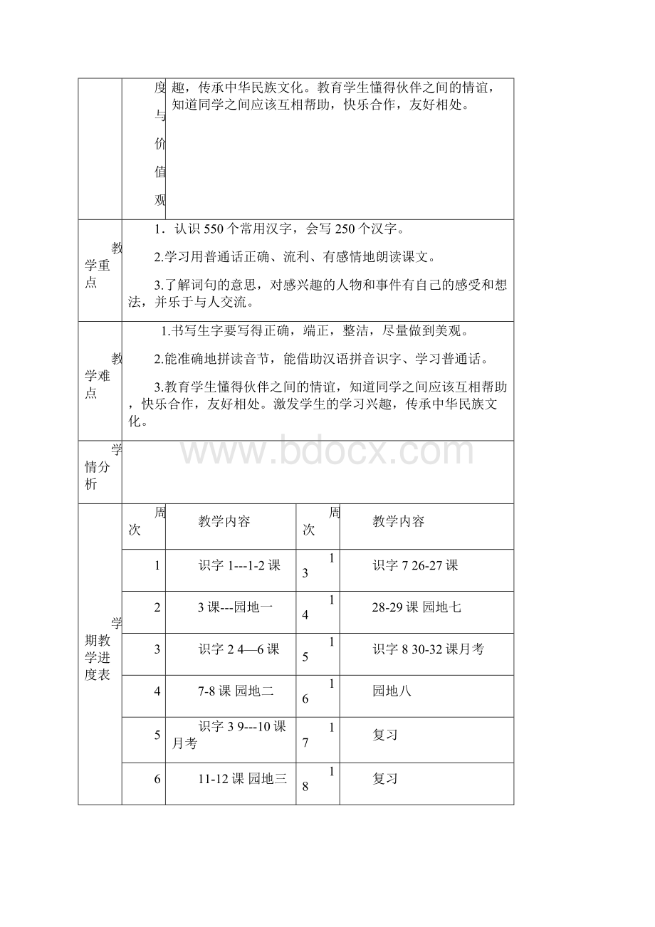 部编版一年级语文下册教案表格式.docx_第2页