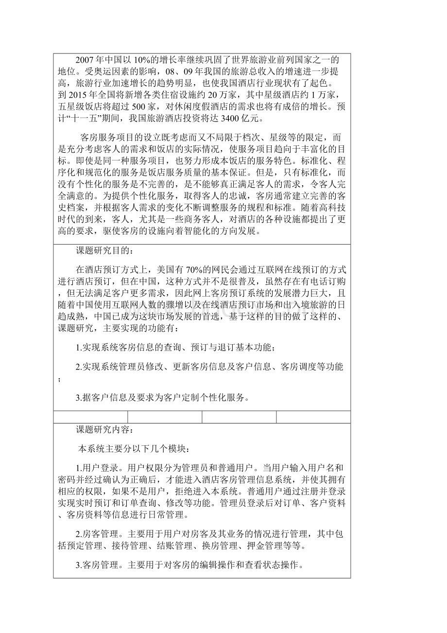 网上客房预订系统的设计与实现论文开题报告.docx_第3页