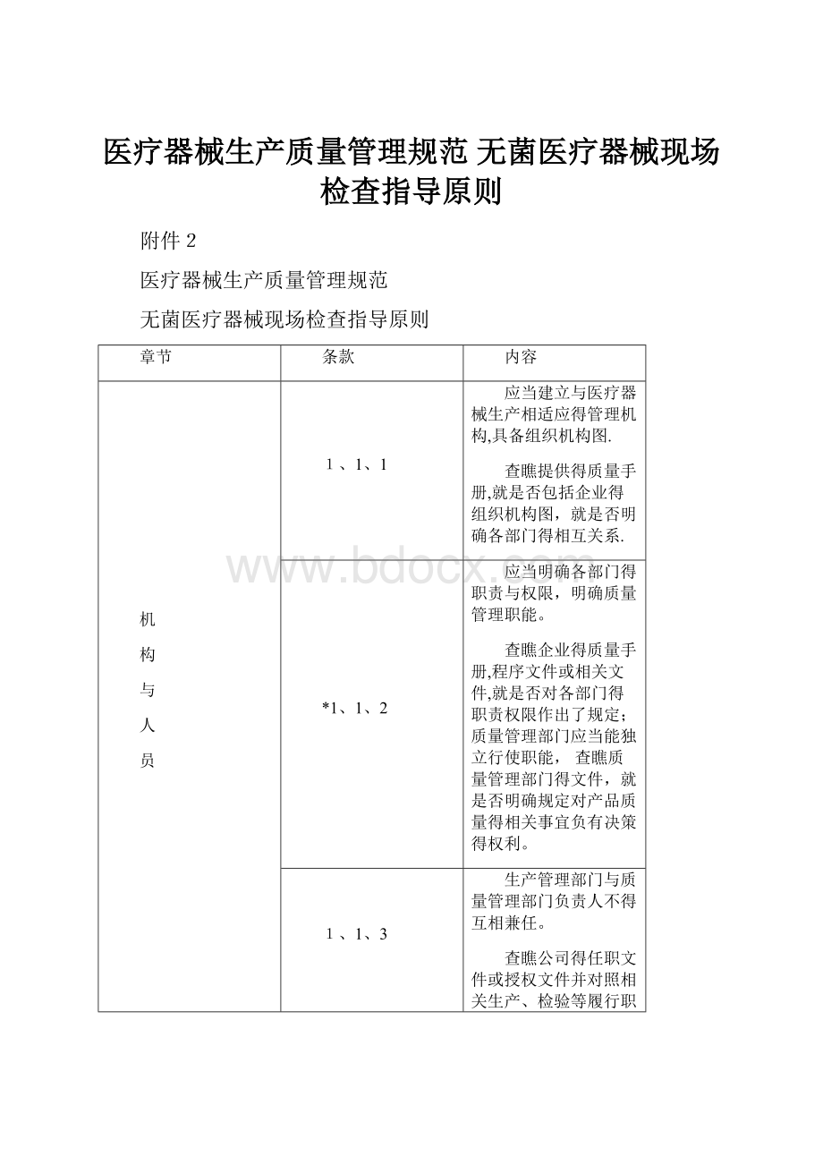 医疗器械生产质量管理规范无菌医疗器械现场检查指导原则.docx_第1页