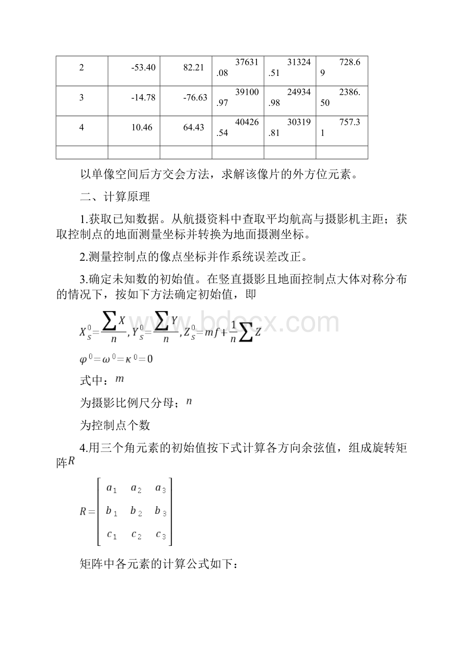 单像空间后方交会实验报告c版.docx_第2页