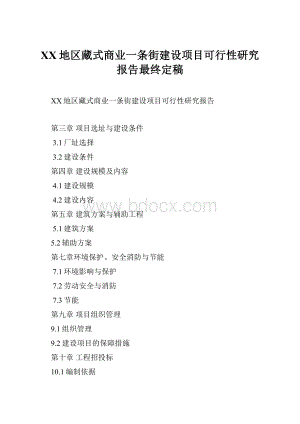 XX地区藏式商业一条街建设项目可行性研究报告最终定稿Word格式文档下载.docx