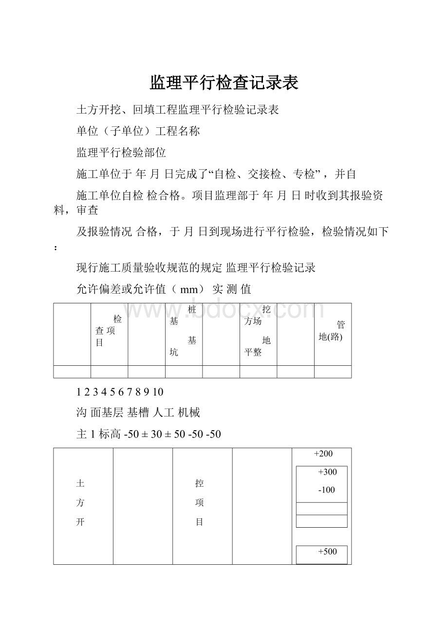 监理平行检查记录表Word下载.docx_第1页