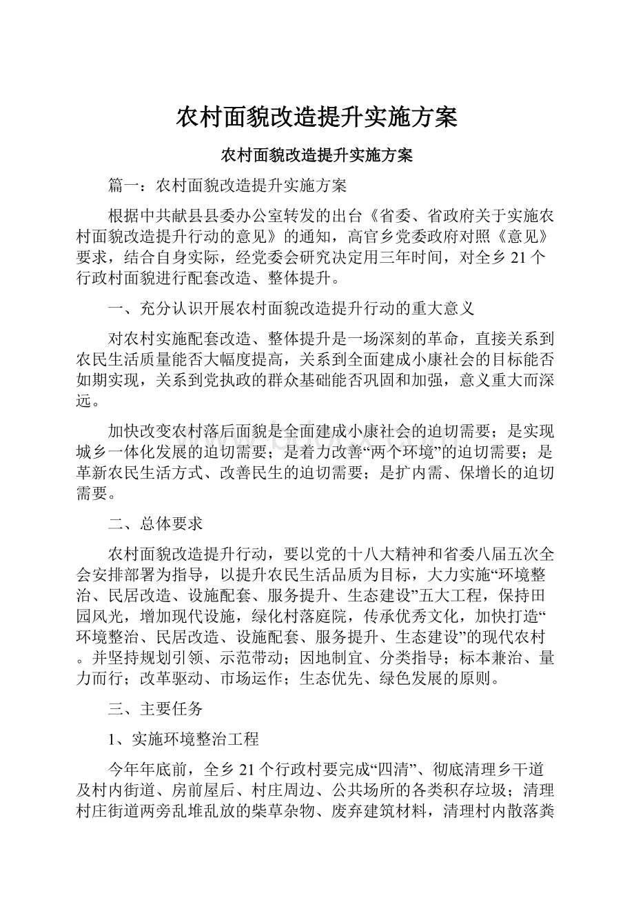 农村面貌改造提升实施方案文档格式.docx