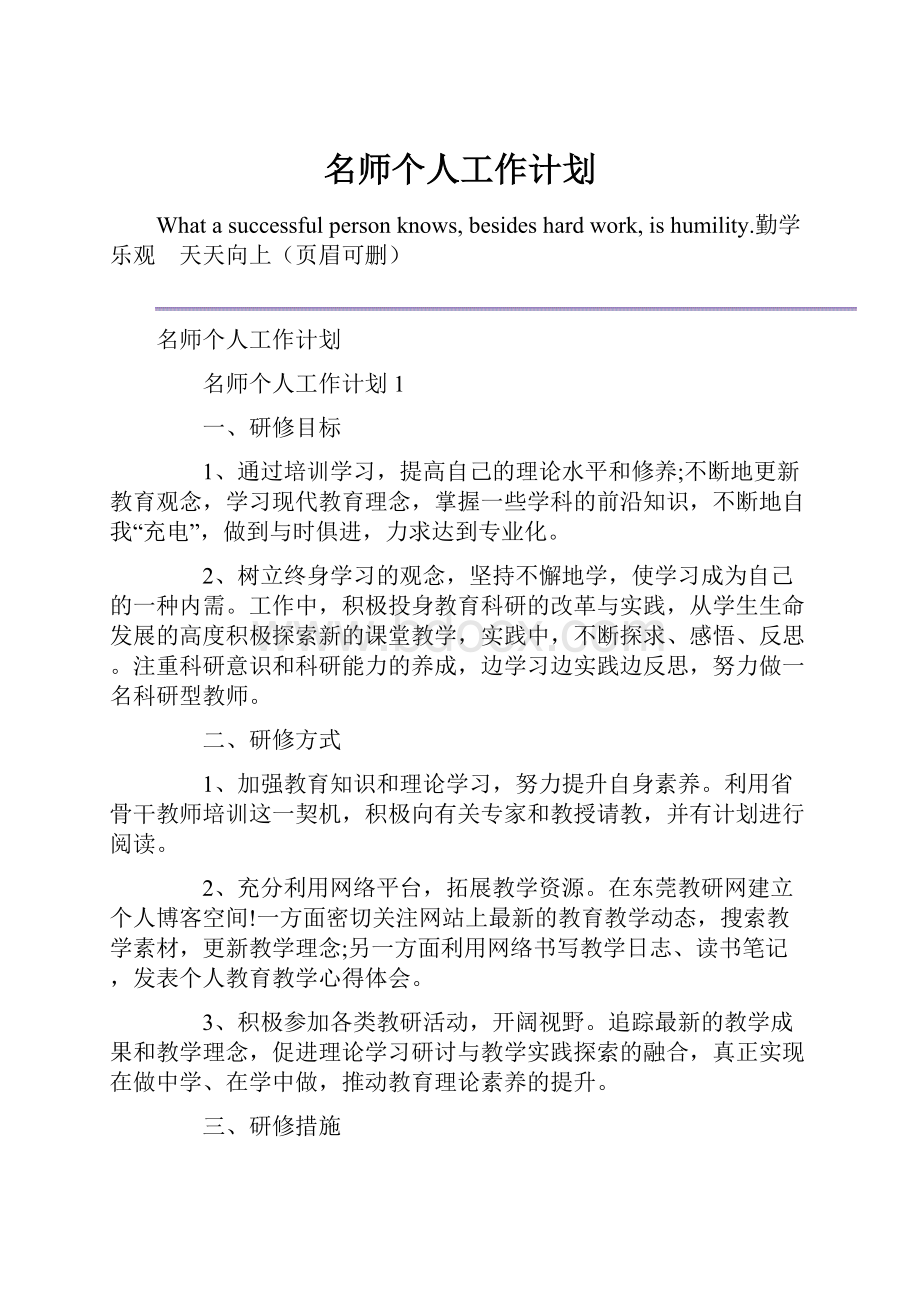 名师个人工作计划.docx