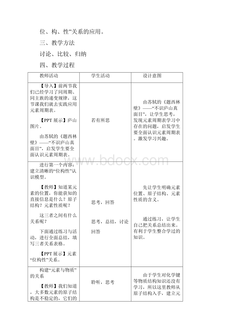 高中化学元素周期表应用教学设计学情分析教材分析课后反思.docx_第2页