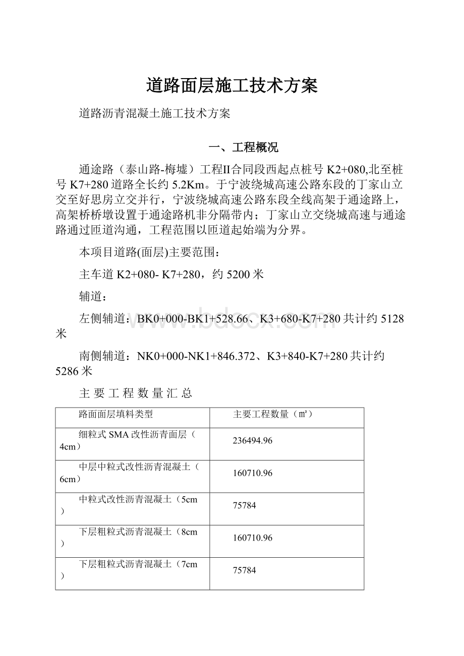 道路面层施工技术方案.docx