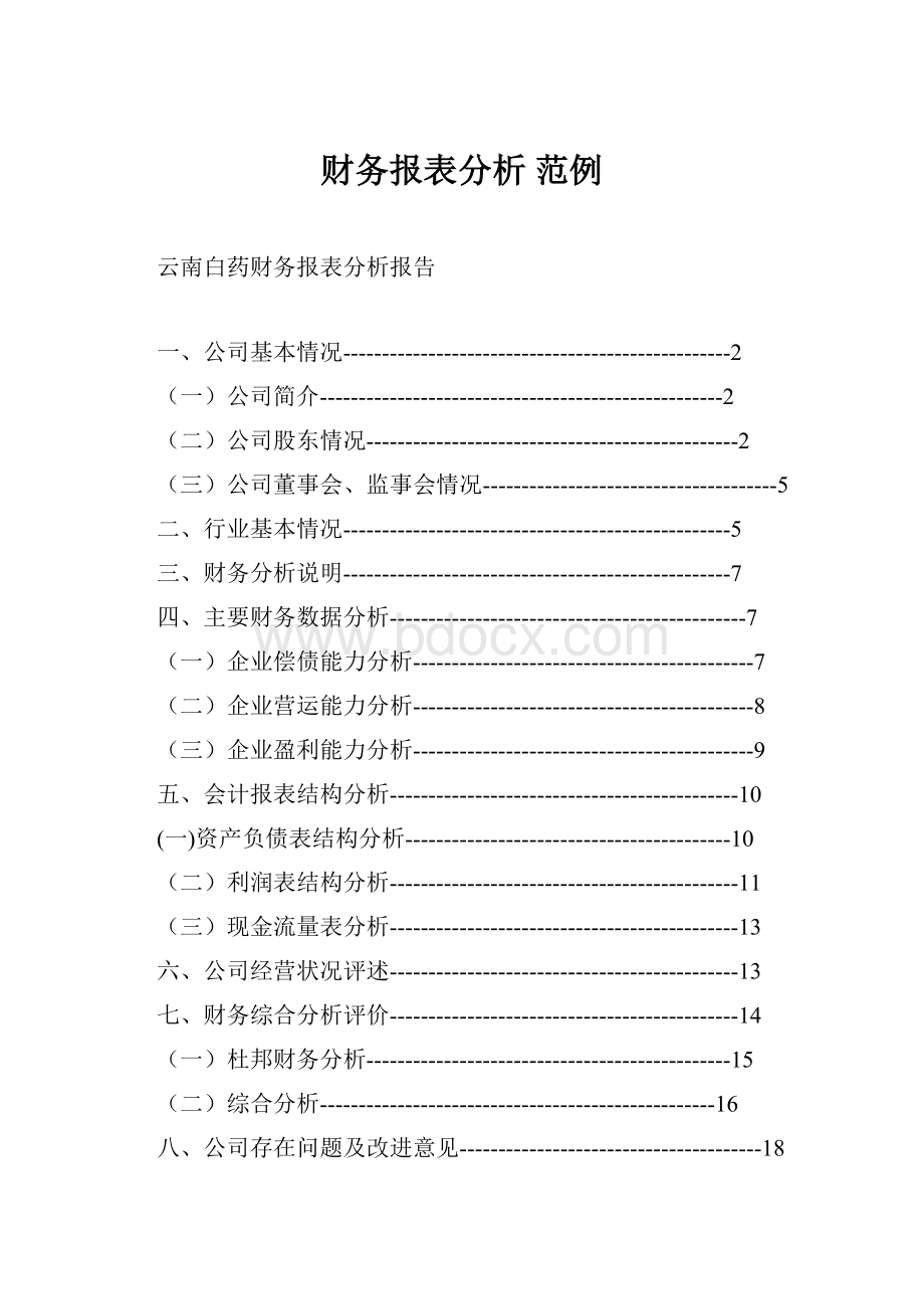 财务报表分析 范例.docx