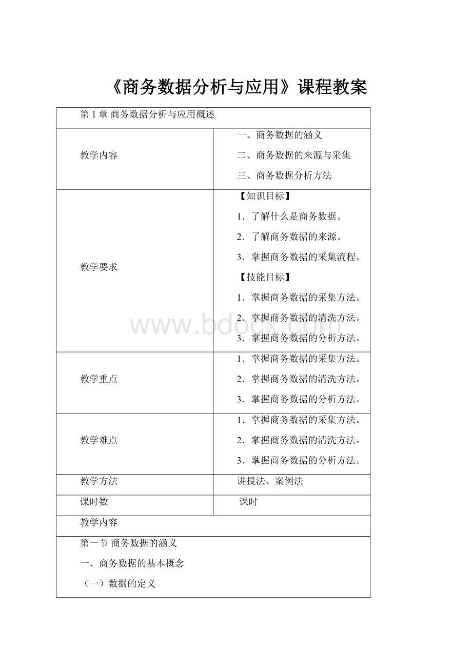 《商务数据分析与应用》课程教案.docx_第1页