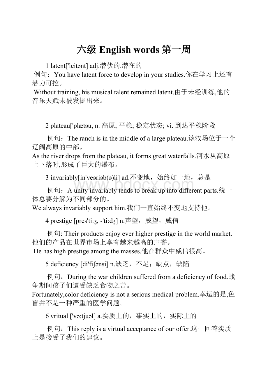 六级English words第一周.docx