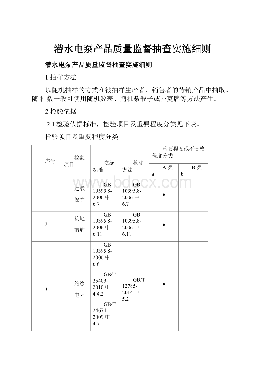 潜水电泵产品质量监督抽查实施细则.docx