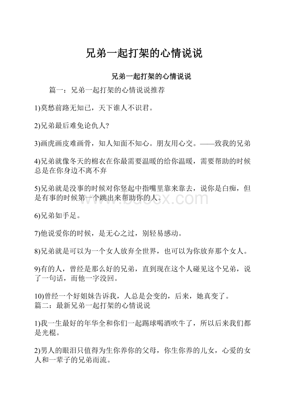 兄弟一起打架的心情说说文档格式.docx