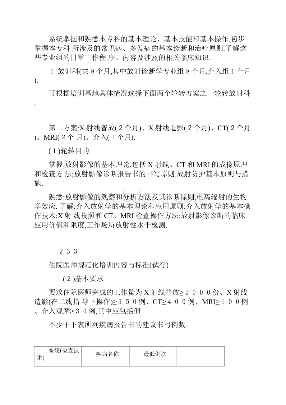 住院医师规范化培训放射专业培训内容与标准Word文档下载推荐.docx_第3页