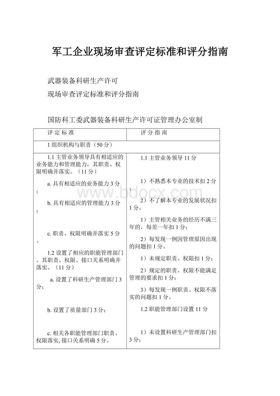 军工企业现场审查评定标准和评分指南.docx