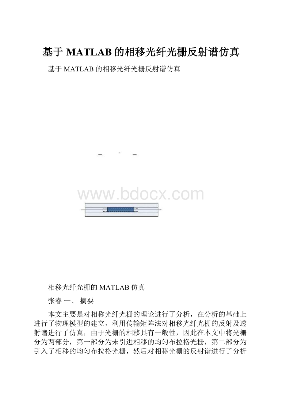 基于MATLAB的相移光纤光栅反射谱仿真.docx