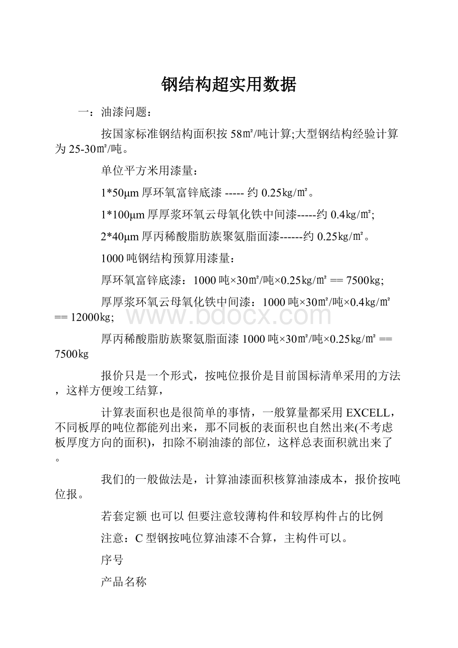 钢结构超实用数据.docx